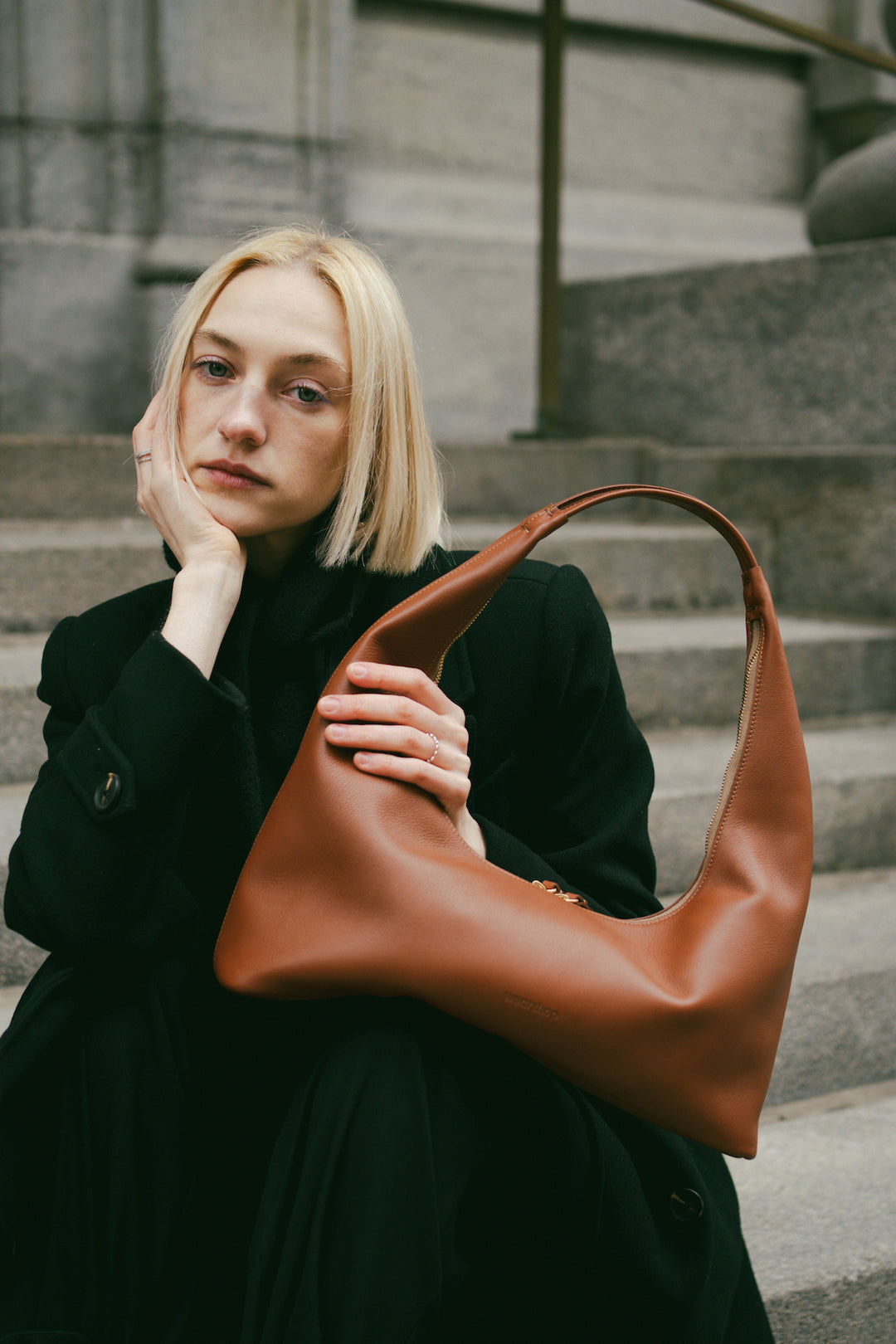 Riviera Shoulder Hobo in Cognac