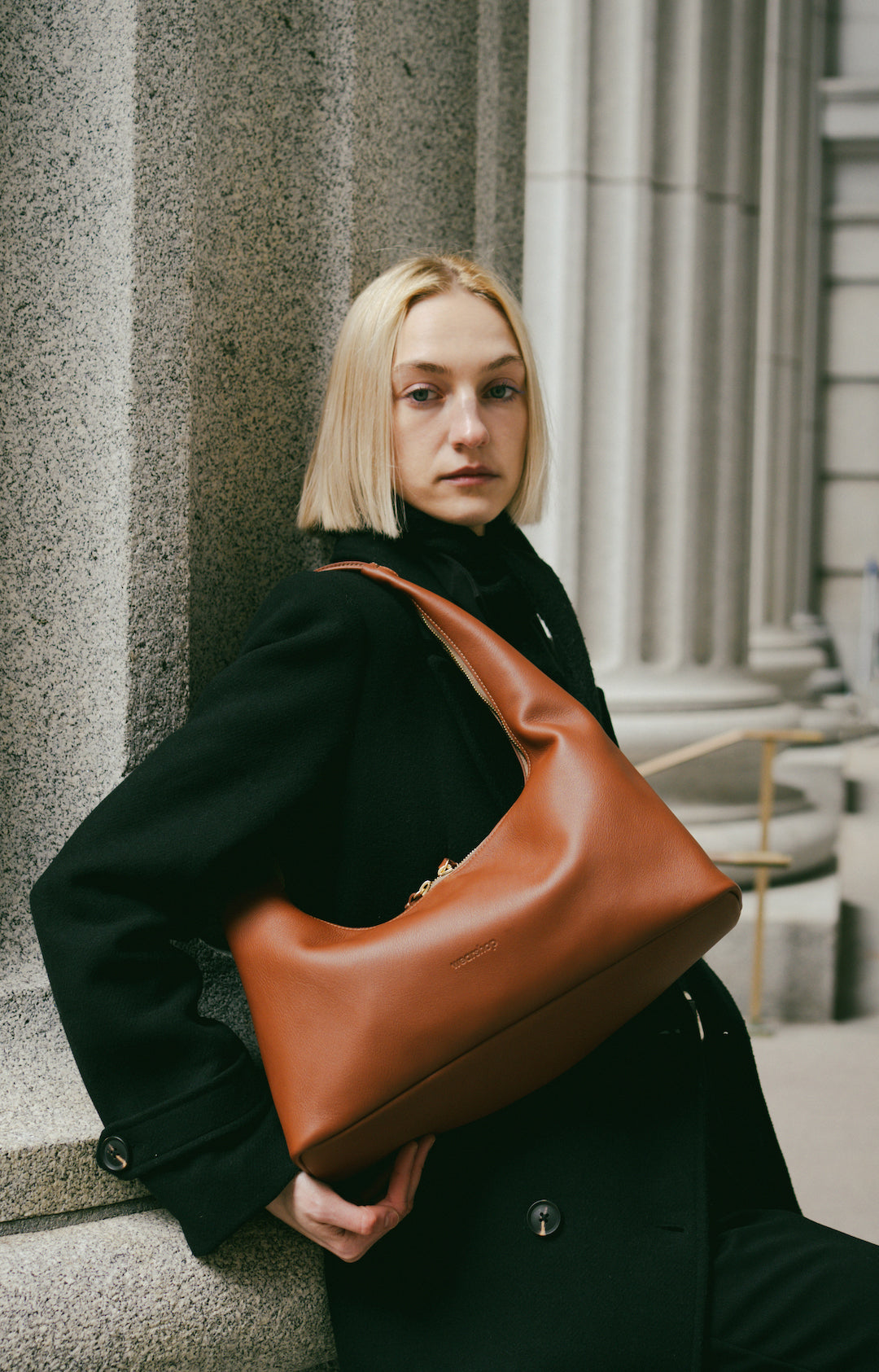 Riviera Shoulder Hobo in Cognac