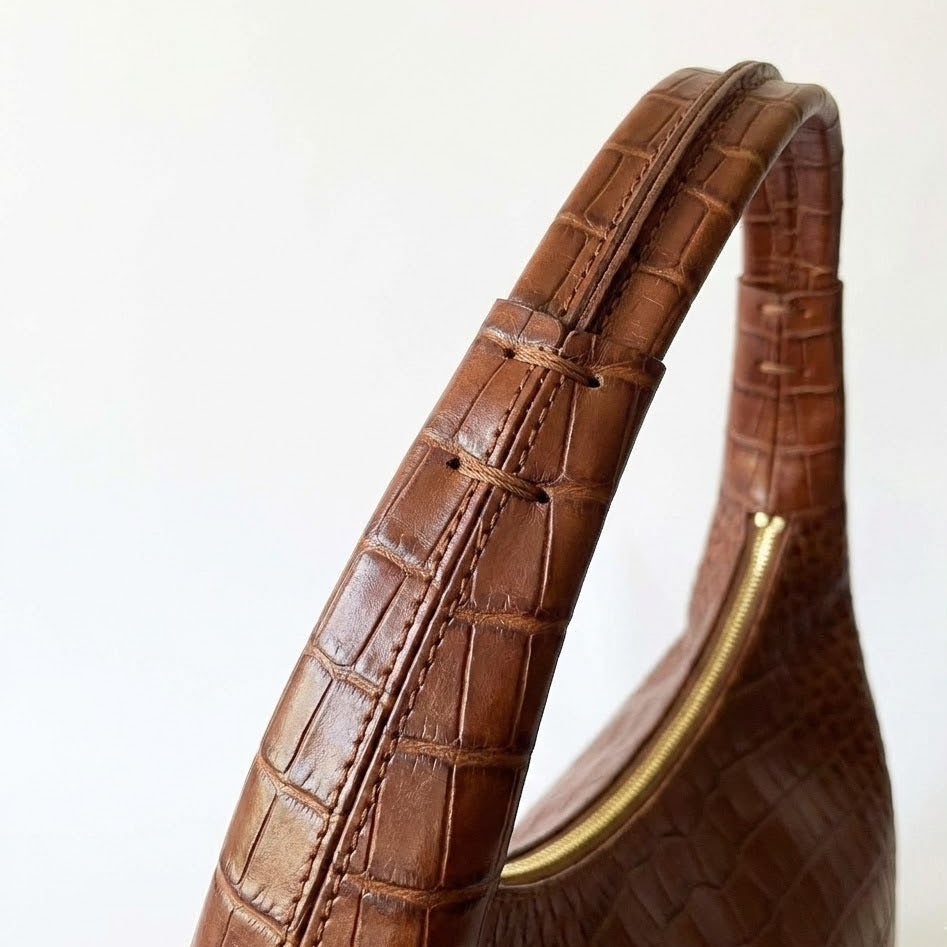 Sac hobo Riviera en croco marron