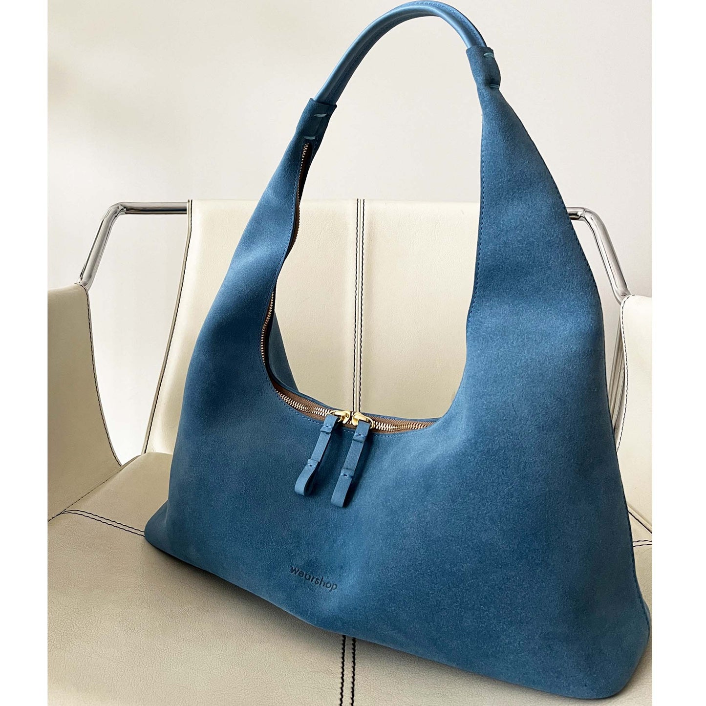 New- Riviera Shoulder Hobo in Cashmere Blue Suede