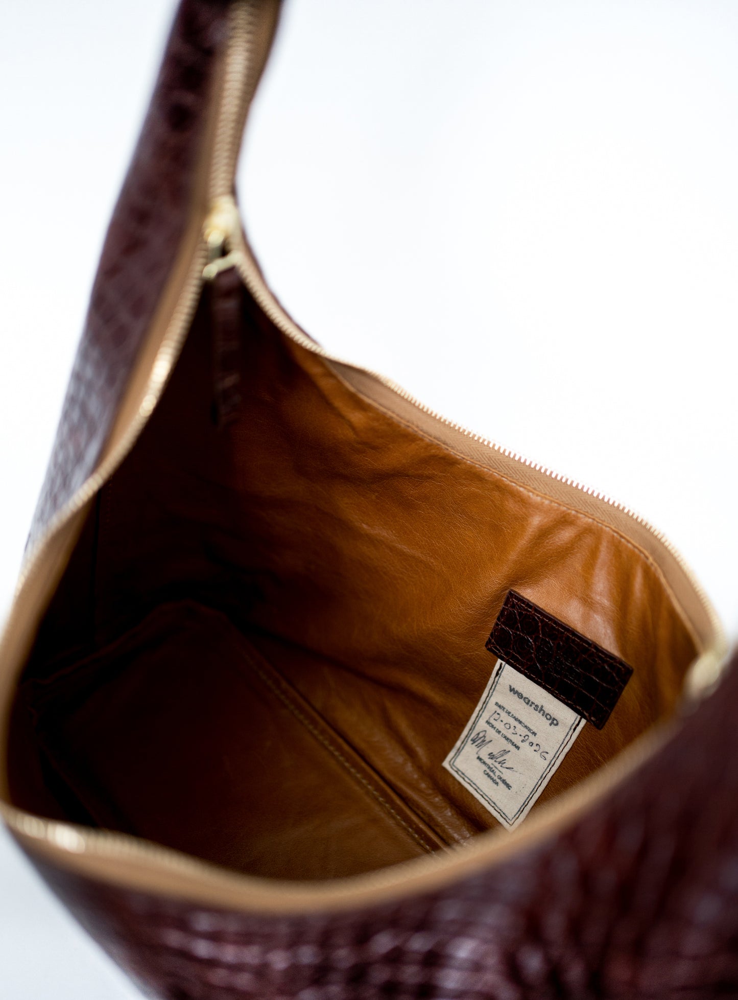 Riviera Shoulder Hobo in Brown Croco