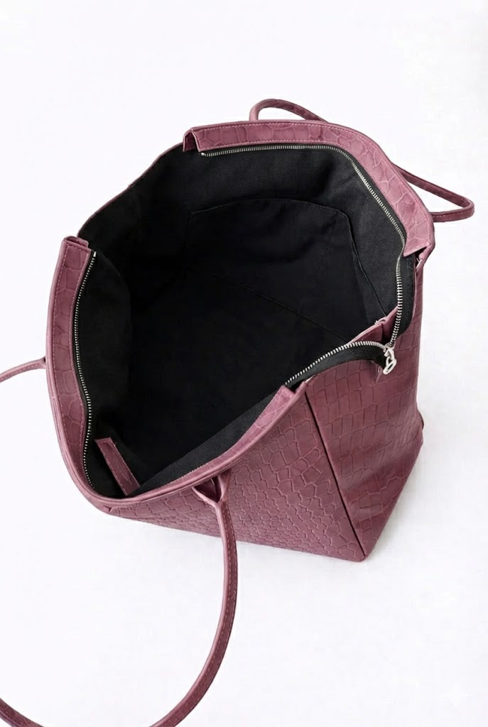 Sac L'Editrice en croco mauve