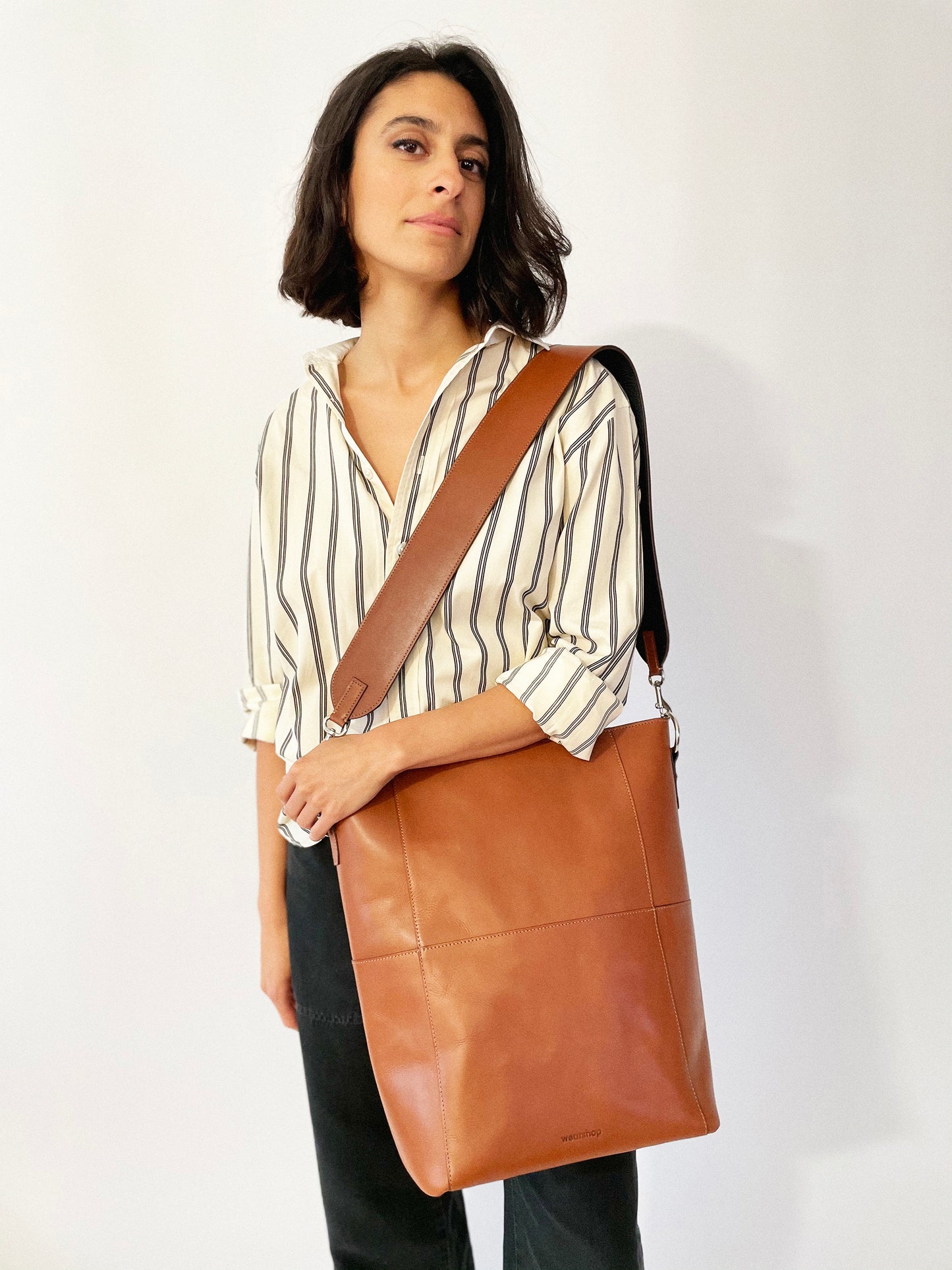 Bandoulière en cuir pour sac Meletti en tan