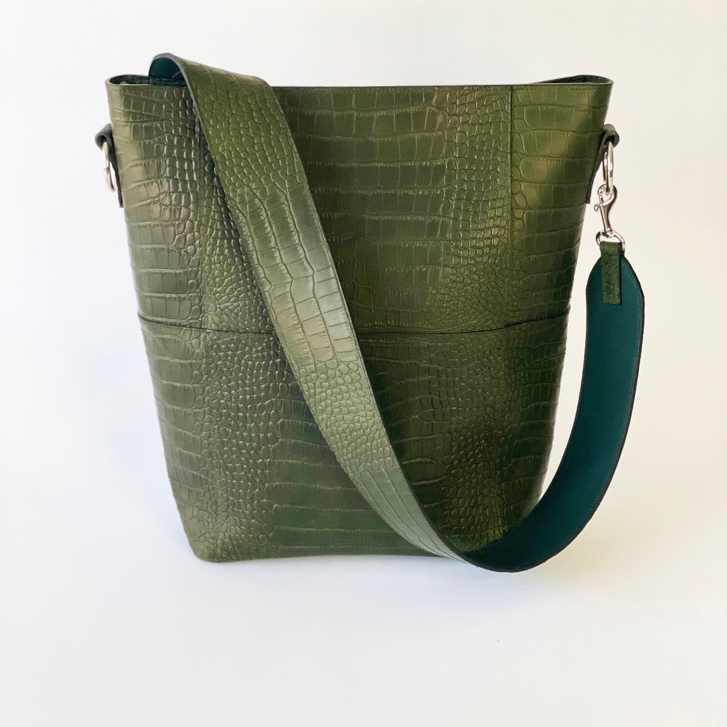 Bandoulière en cuir pour sac Meletti en vert croco