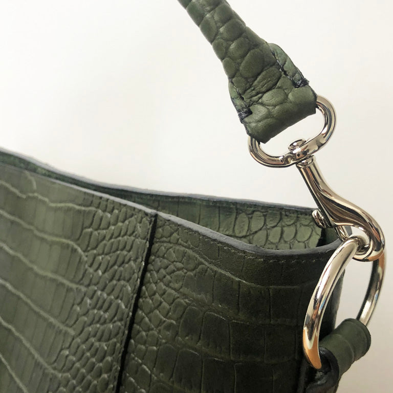 Meletti Croco Green hand tacked