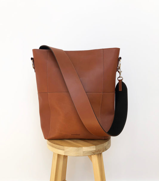 Bandoulière en cuir pour sac Meletti en tan