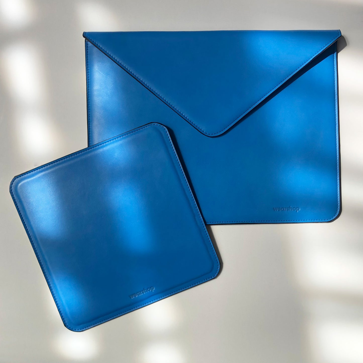 Laptop case and mouse pad combo. Italian leather, fully lined. Made in Canada.