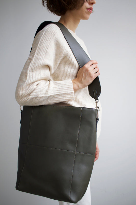 Bandoulière en cuir pour sac Meletti en kaki