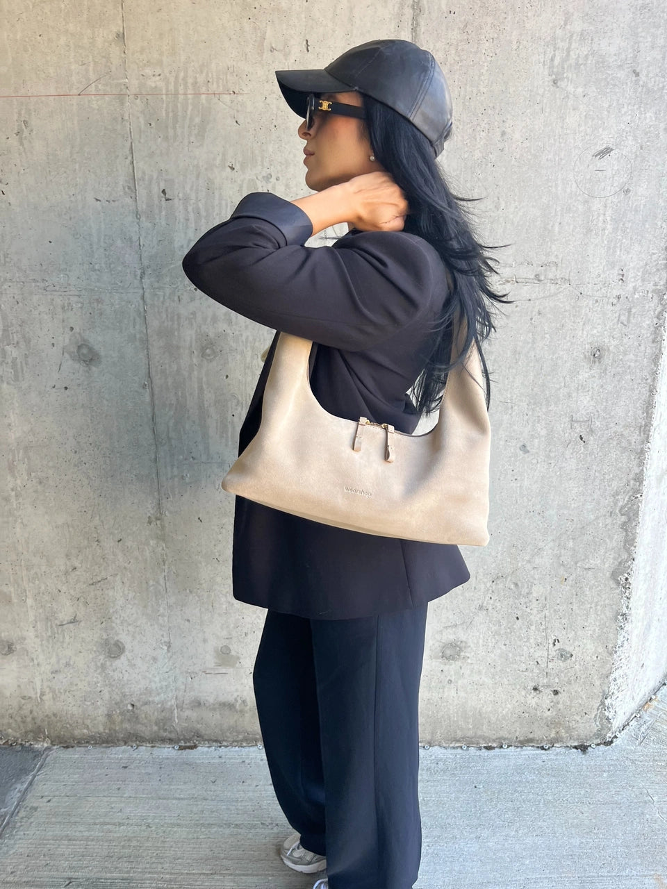 Riviera Shoulder Hobo in Crema - Limited Edition Italian Suede