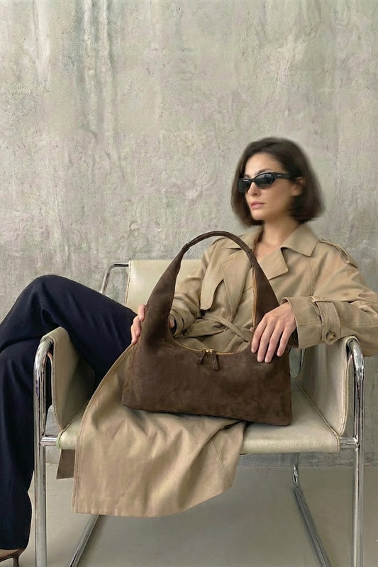 Sac hobo Riviera en suède marron