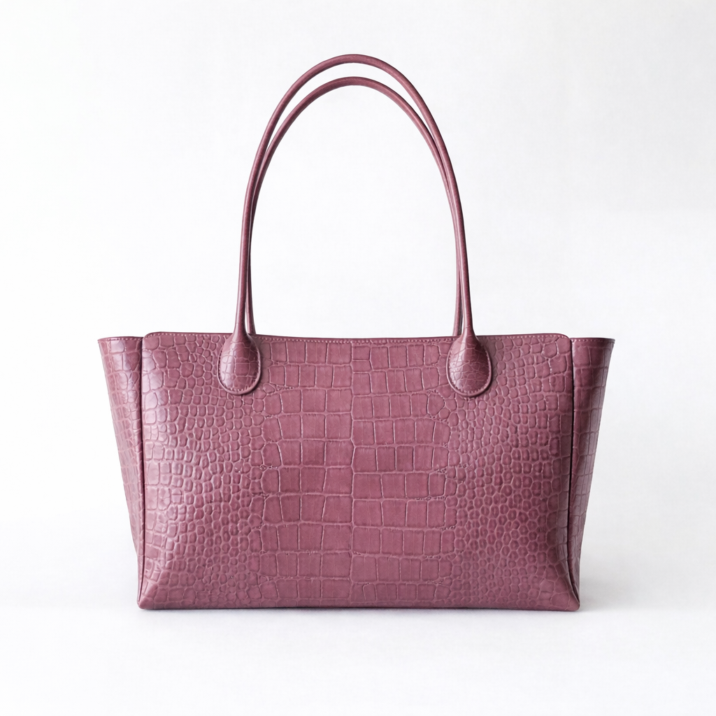Sac L'Editrice en croco mauve