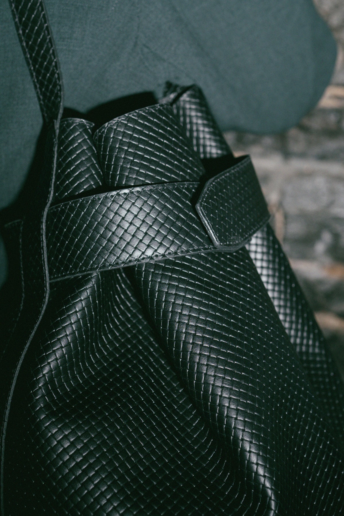 The Navona Bucket Bag in Braided Black
