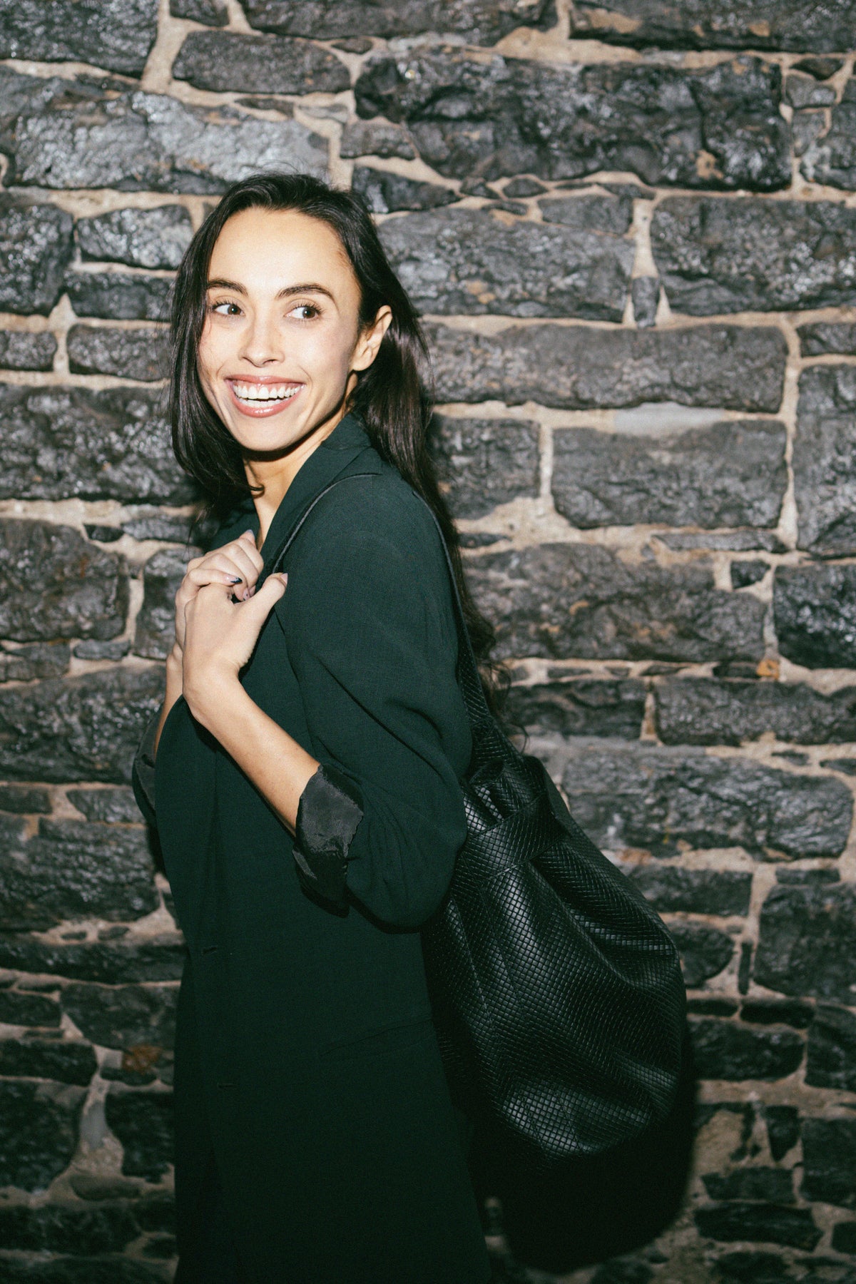 The Navona Bucket Bag in Braided Black