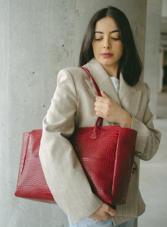 L'Editrice Bag in Croco Red