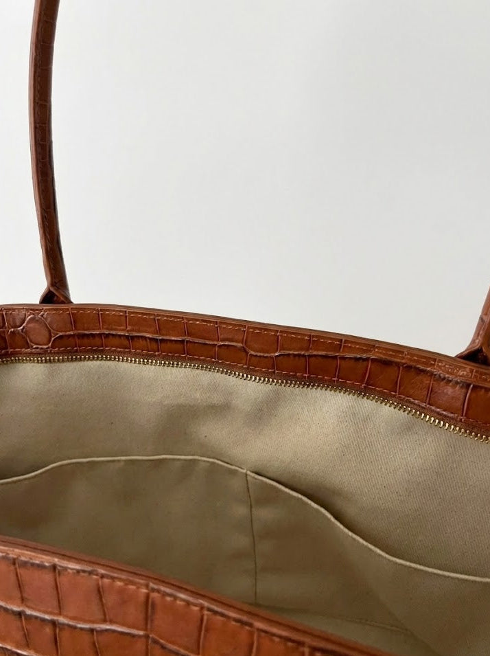 Sac L'Editrice en croco brun