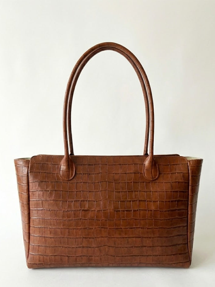 Sac L'Editrice en croco brun