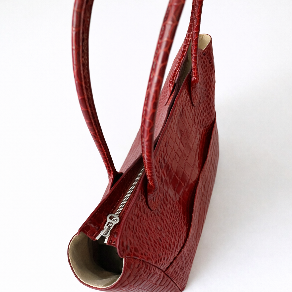 Sac L'Editrice en croco rouge