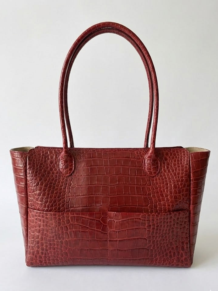 Sac L'Editrice en croco rouge