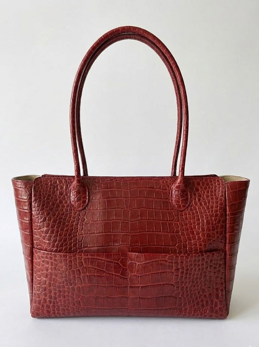 Sac L'Editrice en croco rouge