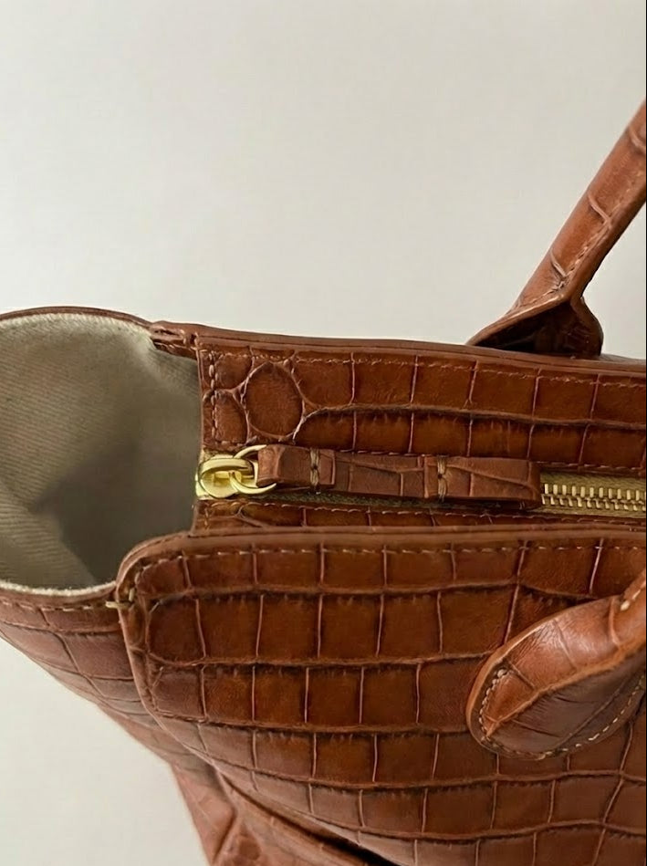 Sac L'Editrice en croco brun