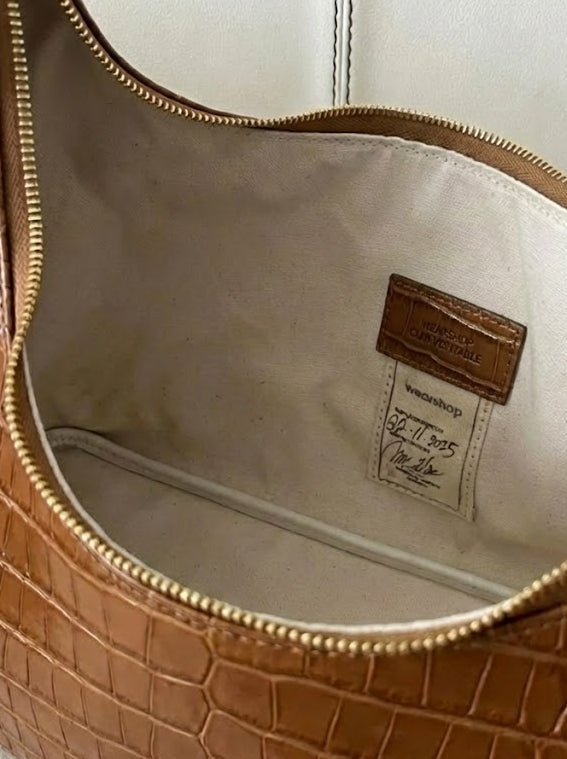 Sac hobo Riviera en croco marron