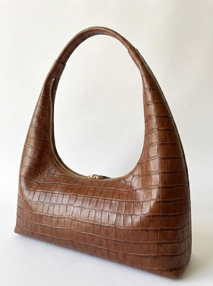 Sac hobo Riviera en croco marron