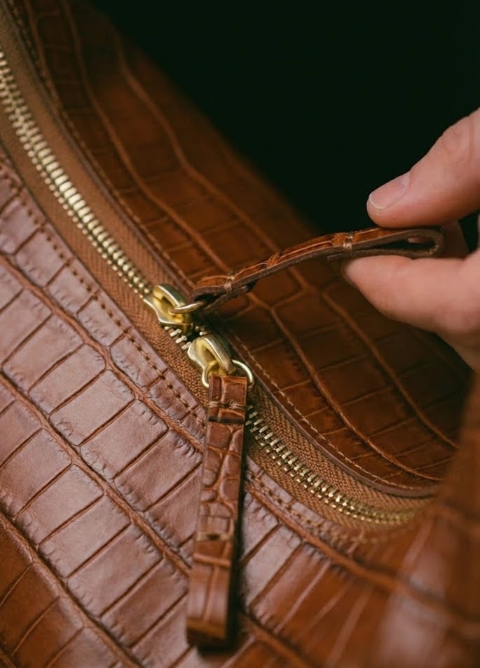 Sac hobo Riviera en croco marron