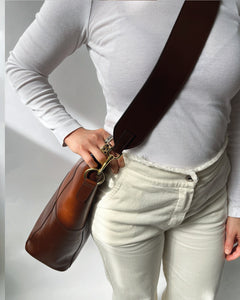 Leather strap for Meletti bag in Pecan Brown