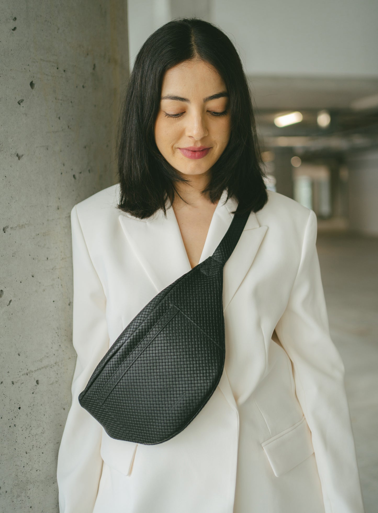 Sac Banane Orti tressé noir