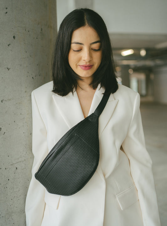 Sac Banane Orti tressé noir