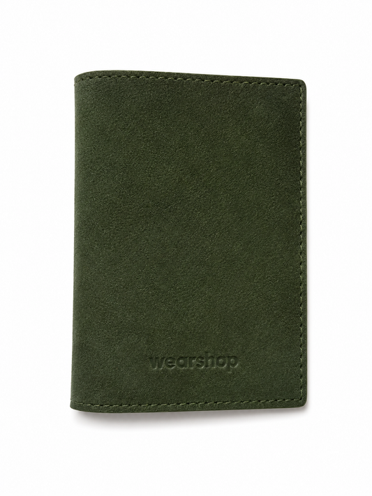 Passport Case in Deep Khaki Suede