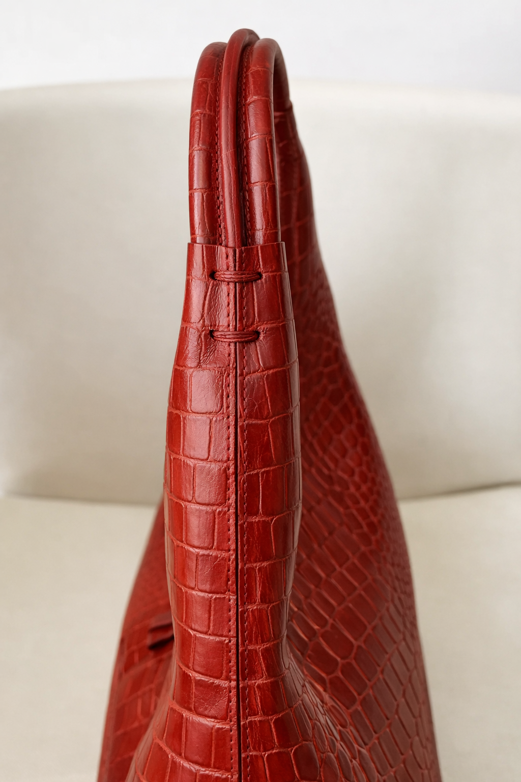 Sac hobo Riviera en croco rouge