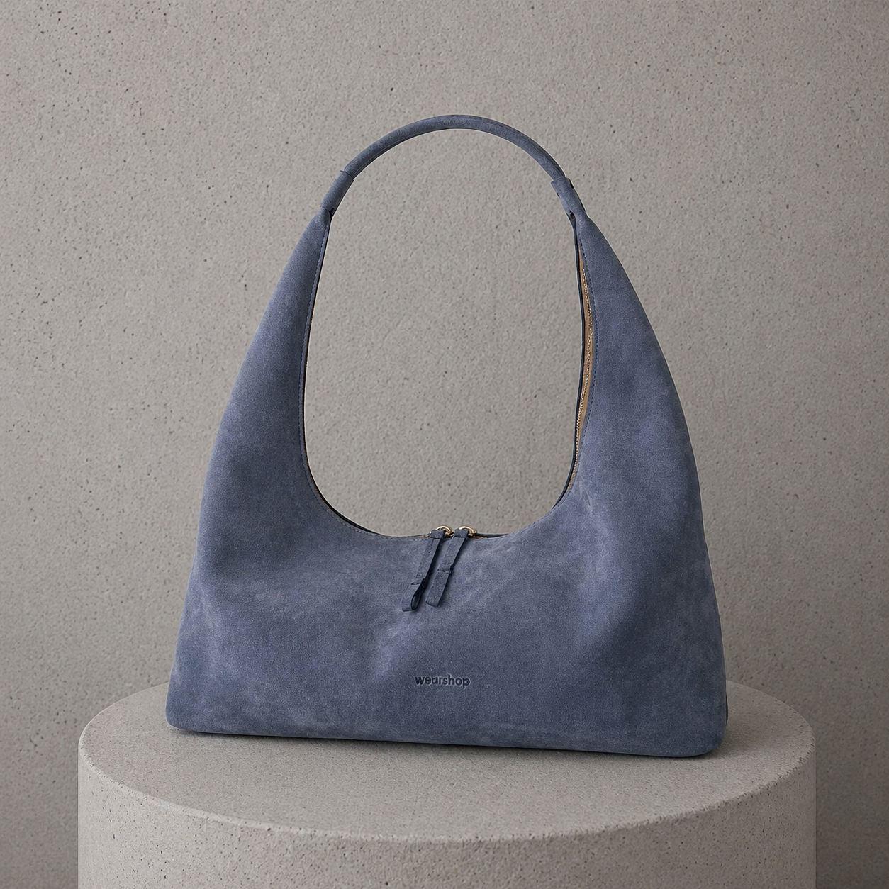 Riviera Shoulder Hobo in Powder Blue Suede