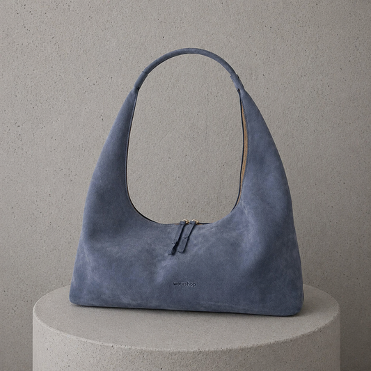 Riviera Shoulder Hobo in Powder Blue Suede