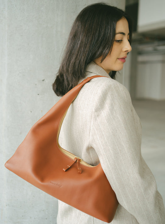 Riviera Shoulder Hobo in Cognac