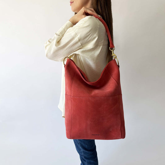 Meletti Bag in Coral Suede