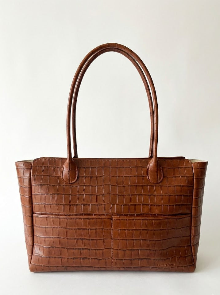 Sac L'Editrice en croco brun