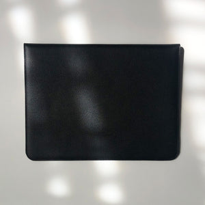 Laptop case for 13'' or document case. Italian black colour leather, fully lined, padded for protection. Made in Canada.