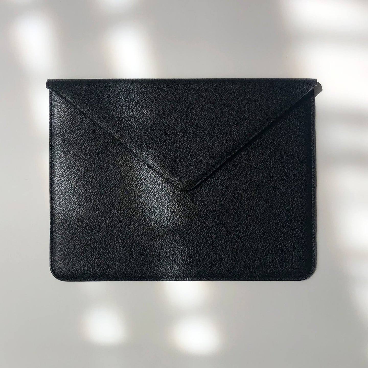 Laptop case for 13'' or document case. Italian black colour leather, fully lined, padded for protection. Made in Canada.